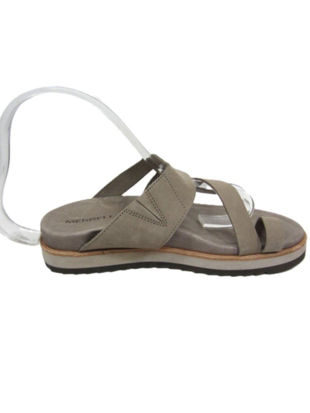 Merrell Womens Sz 5 NEW Moon Sandals Toe Ring Leather Beige Tan Taupe Platform - Picture 2 of 10